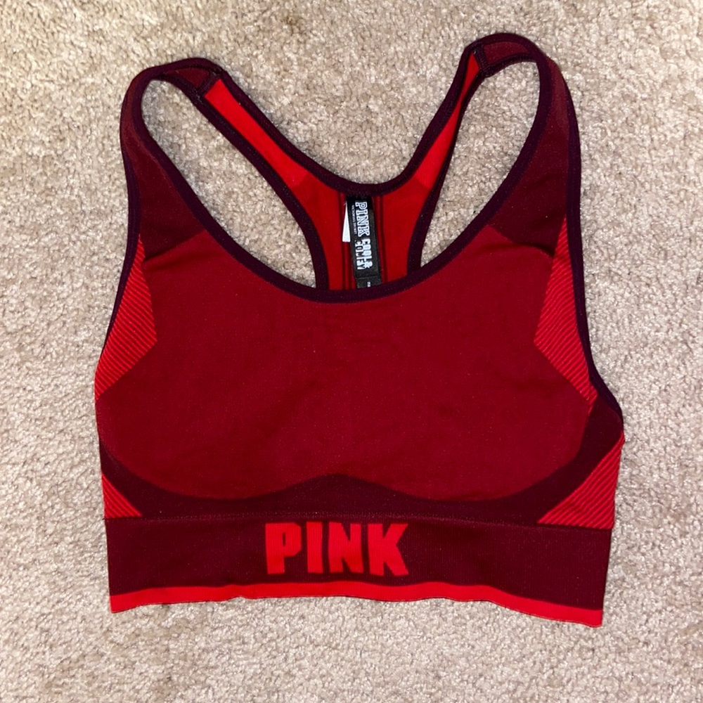 red pink sports bra